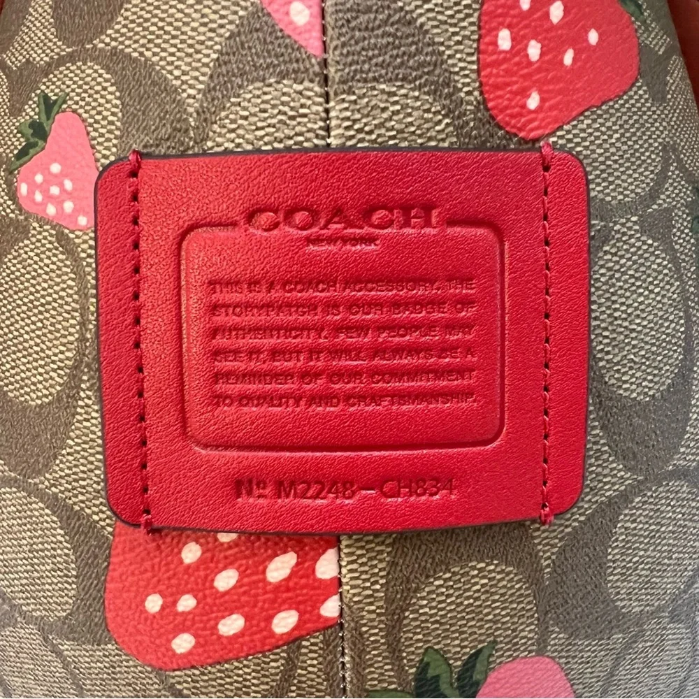 Coach Collectible Teddy Bear Logo Signature Canvas Wild Strawberry Print 16” NEW - Picture 9 of 13